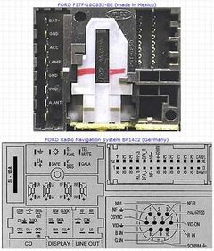 Распиновка разьёмов автомагнитолы FORD F57F-18C852-BE